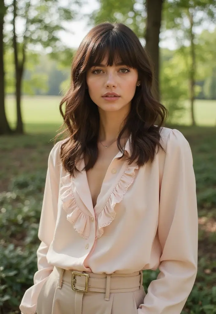 30 Front Layered Haircuts for Long Hair That Frame Beautifully - 9. Blended Layers with Long Bangs