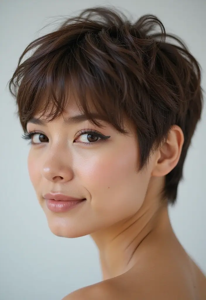 30 Pixie Haircuts for Women Over 50 That Look Youthful and Modern 1 30 Pixie Haircuts for Women Over 50 That Look Youthful and Modern - 1. Textured Pixie with Long Bangs