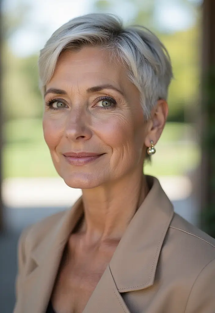 30 Pixie Haircuts for Women Over 50 That Look Youthful and Modern 10 30 Pixie Haircuts for Women Over 50 That Look Youthful and Modern - 10. Pixie with a Fade