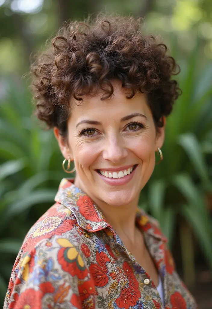 30 Pixie Haircuts for Women Over 50 That Look Youthful and Modern 15 30 Pixie Haircuts for Women Over 50 That Look Youthful and Modern - 13. Curly Top Pixie
