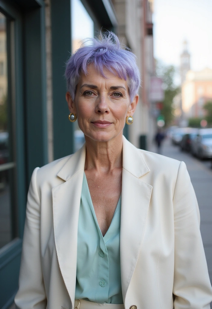30 Pixie Haircuts for Women Over 50 That Look Youthful and Modern 21 30 Pixie Haircuts for Women Over 50 That Look Youthful and Modern - 19. Textured Pixie with a Pop of Color
