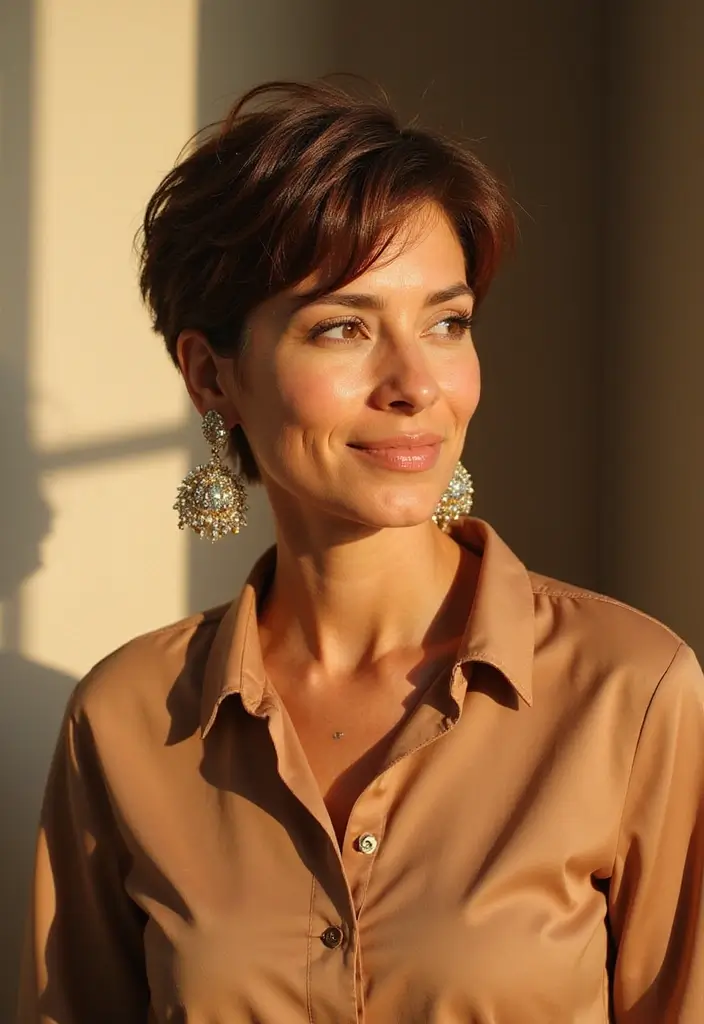 30 Pixie Haircuts for Women Over 50 That Look Youthful and Modern 27 30 Pixie Haircuts for Women Over 50 That Look Youthful and Modern - 24. Pixie with a Half-Up Style