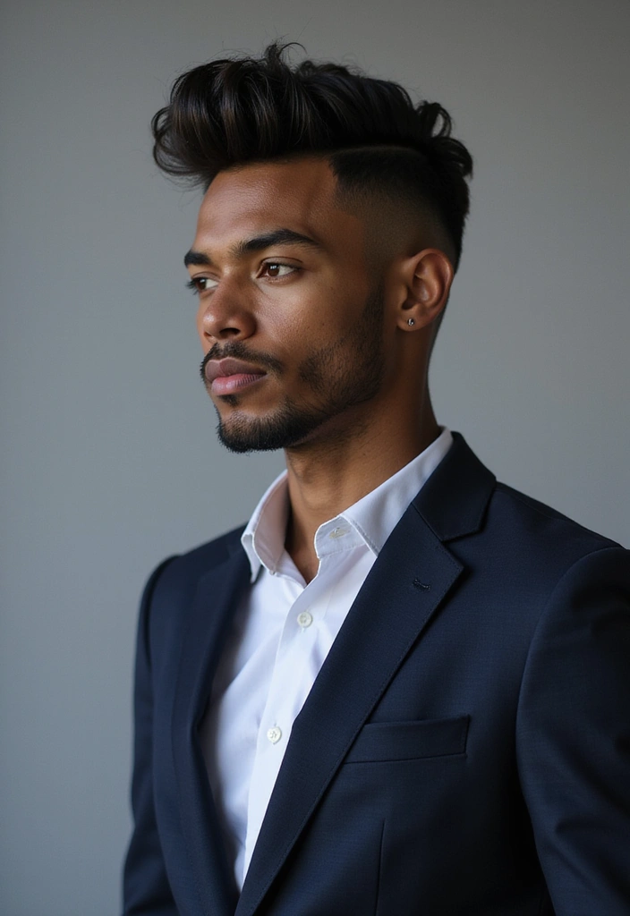 30 Stylish Fade Haircuts For Black Men To Upgrade Your Look 8 30 Stylish Fade Haircuts For Black Men To Upgrade Your Look - 8. Drop Fade with Pompadour
