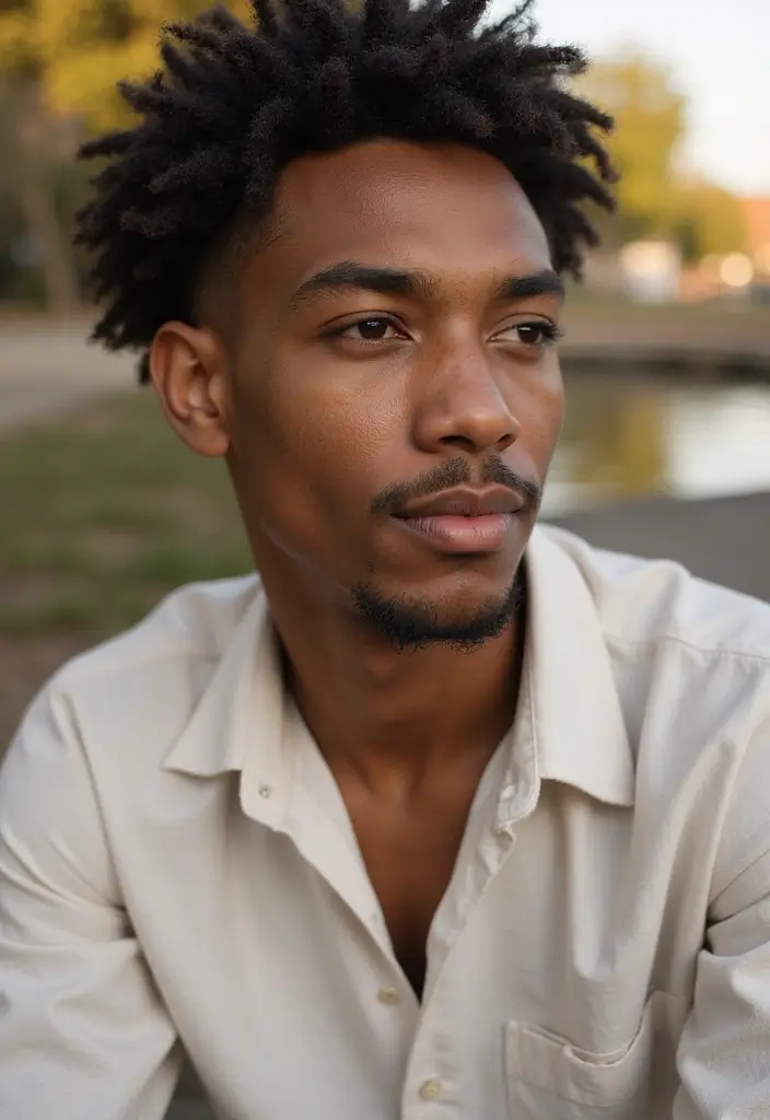 30 Stylish Low Taper Fade Haircuts for Black Men: Classic to Creative Designs - 21. Natural Curls with Low Taper Fade