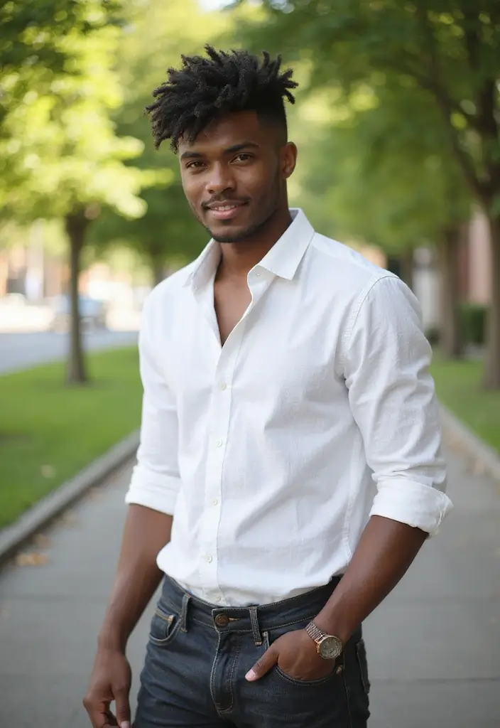 30 Stylish Low Taper Fade Haircuts for Black Men: Classic to Creative Designs - 25. Wavy Top with Low Taper Fade