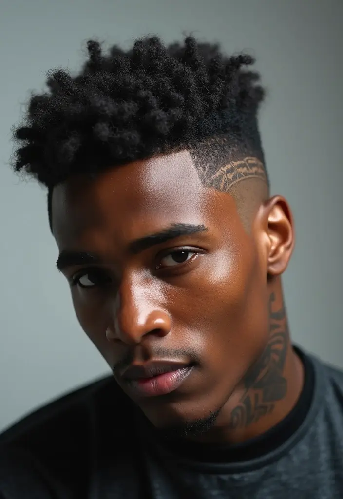 30 Stylish Low Taper Fade Haircuts for Black Men: Classic to Creative Designs - 5. Fade with Design
